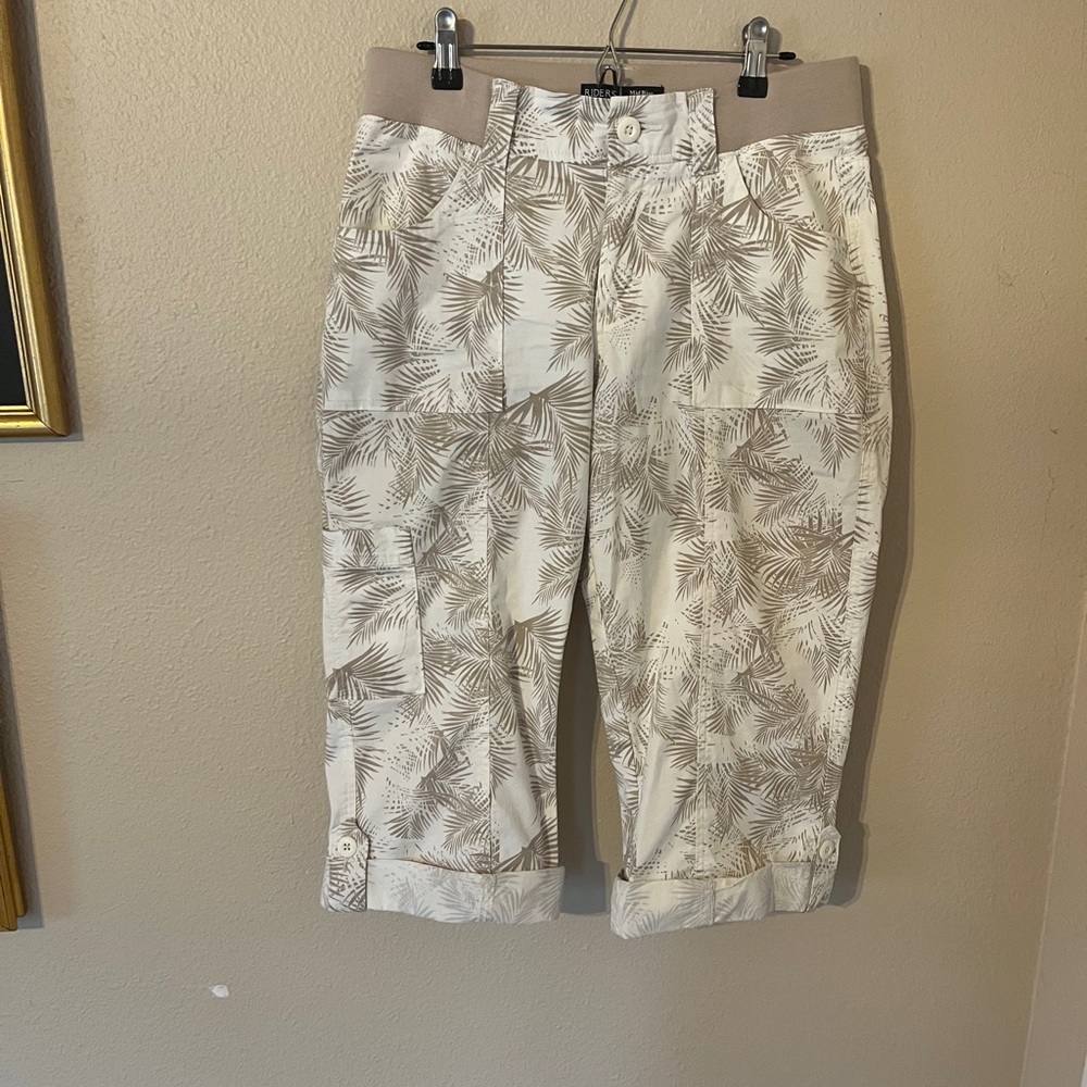 Riders by Lee Women's Beige Palm Print Skimmer Pants Size 6M